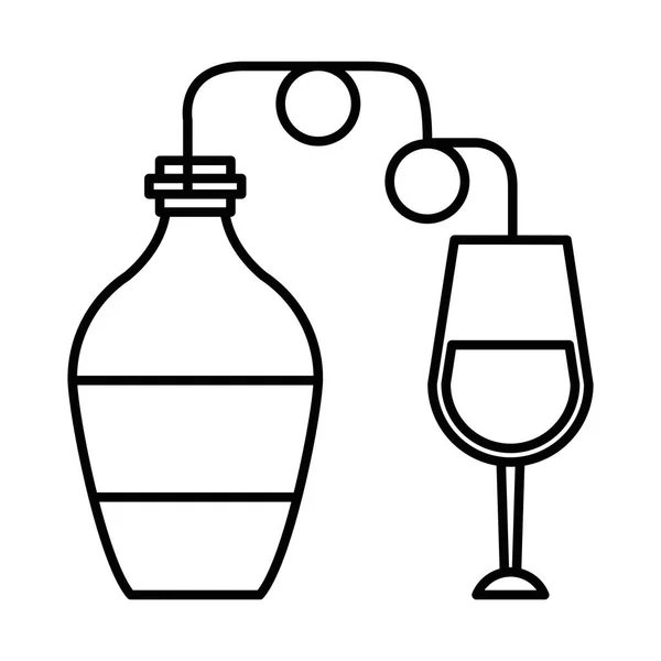 Láhev vína nápoj s šálkem — Stockový vektor