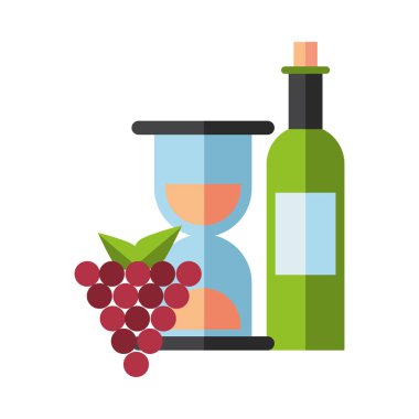 Şarap şişesi. Kum saatiyle iç.