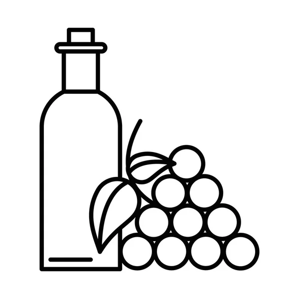 Bouteille de vin boisson aux raisins fruits — Image vectorielle