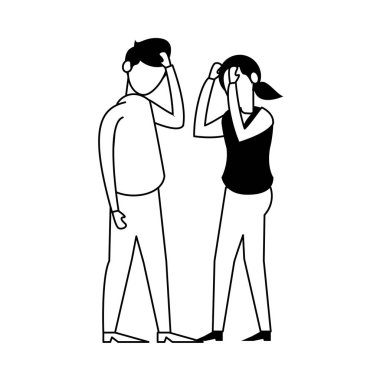 friends couple avatars characters icon