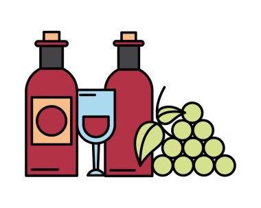 Şarap şişeleri üzümle içilir.