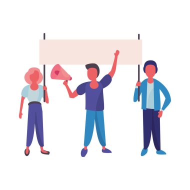 Protesto pankartlı eylemciler