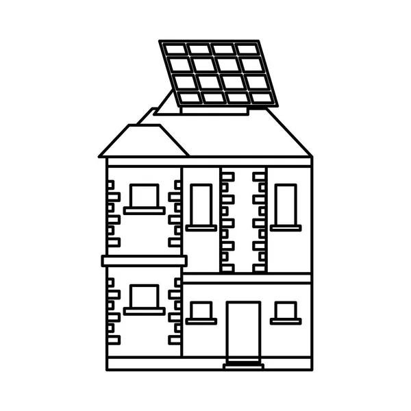 Casa con pannello solare energia alternativa — Vettoriale Stock