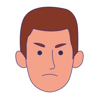 Kızgın suratlı karikatür adam.