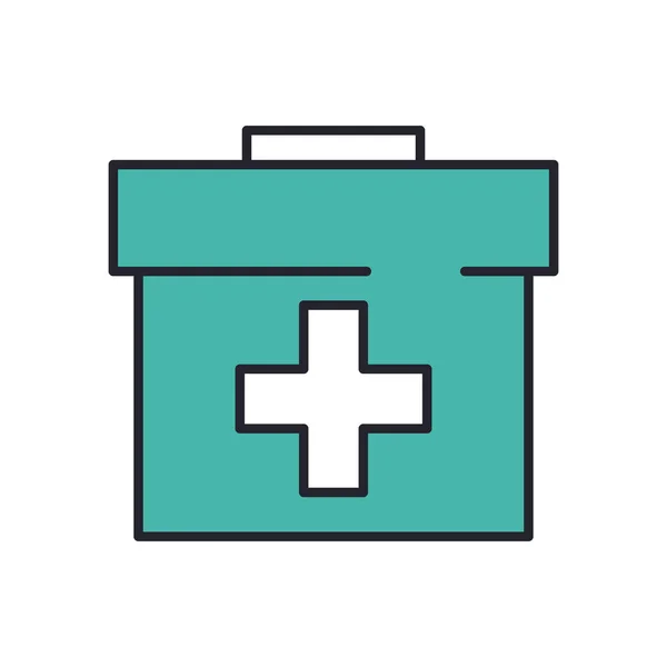 Línea de mango kit médico e icono de estilo de relleno — Vector de stock