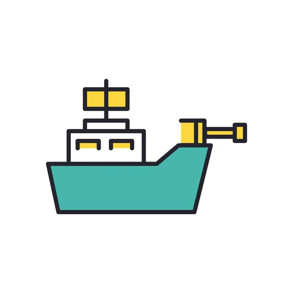 Schip militaire kracht lijn en vul stijl pictogram — Stockvector