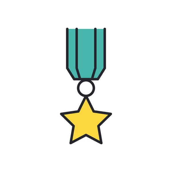 Línea de medalla de fuerza militar e icono de estilo de relleno — Vector de stock