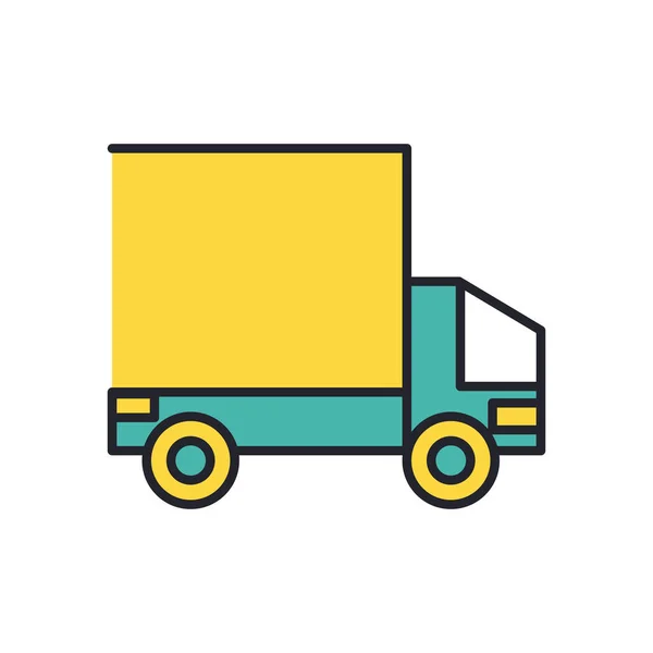 Vojenská síla truck linka a výplň styl ikony — Stockový vektor