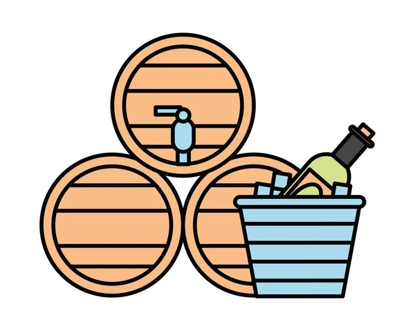 Barricas de vino beber icono aislado — Vector de stock