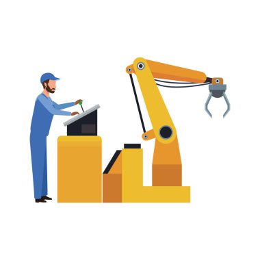 Tamirci mekanik robot kolu kullanıyor.