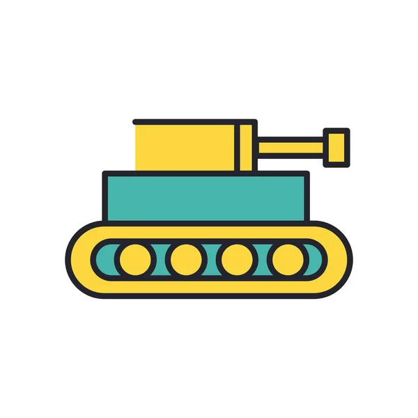 Línea de fuerza militar tanque e icono de estilo de relleno — Vector de stock