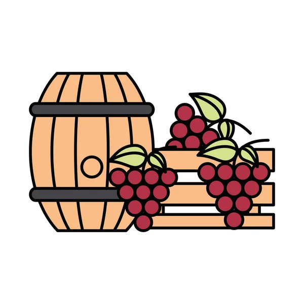 Uvas frescas frutas en cesta de madera — Vector de stock