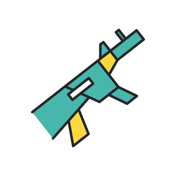 Gun military force line and fill style icon — 스톡 벡터