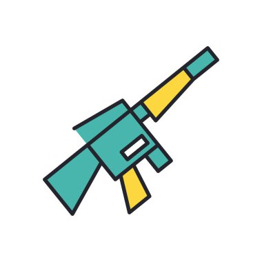 Keskin nişancı silahı askeri güç hattı ve biçim simgesini doldur
