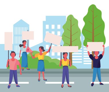 Protesto pankartlı eylemciler