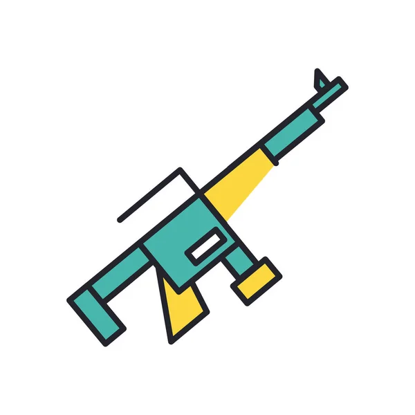 Línea de fuerza militar arma de francotirador e icono de estilo de relleno — Vector de stock