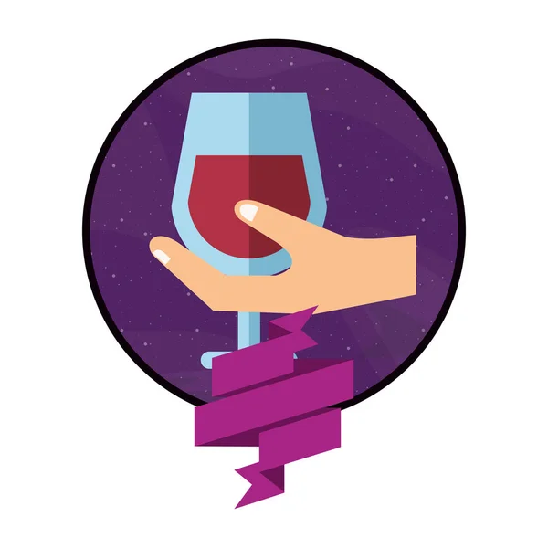 Hand mänsklig lifiting vin kopp dryck — Stock vektor