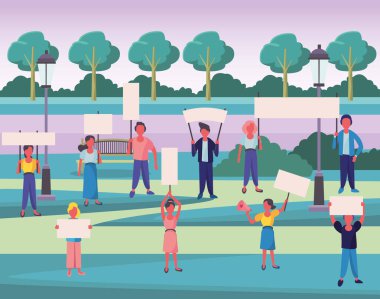 Protesto pankartlı eylemciler