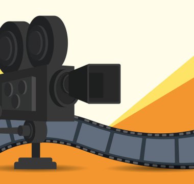 film kamerası ve makara bandı, renkli tasarım