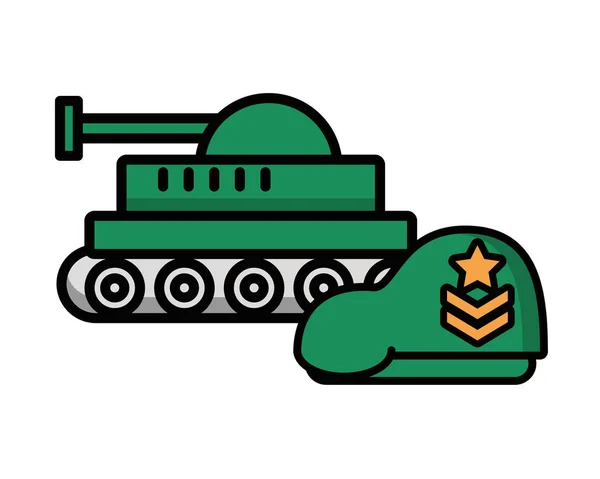 Tanque de força militar com boina verde —  Vetores de Stock