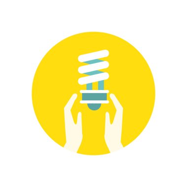 hands with ecology bulb light energy icon