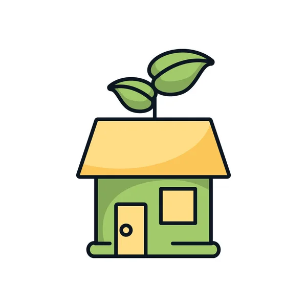 Casa con hojas ecología vegetal — Vector de stock