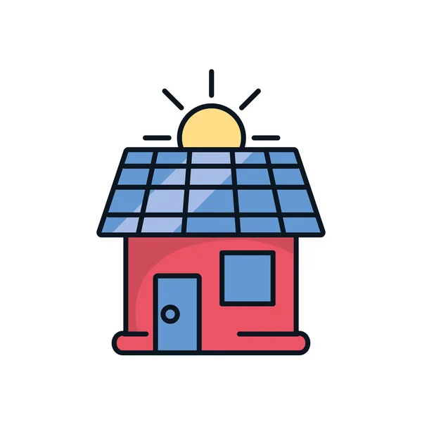 Casa com energia do painel solar — Vetor de Stock