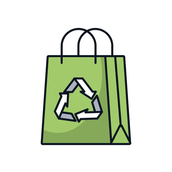 Pfeile recyceln Symbol in Einkaufstasche — Stockvektor