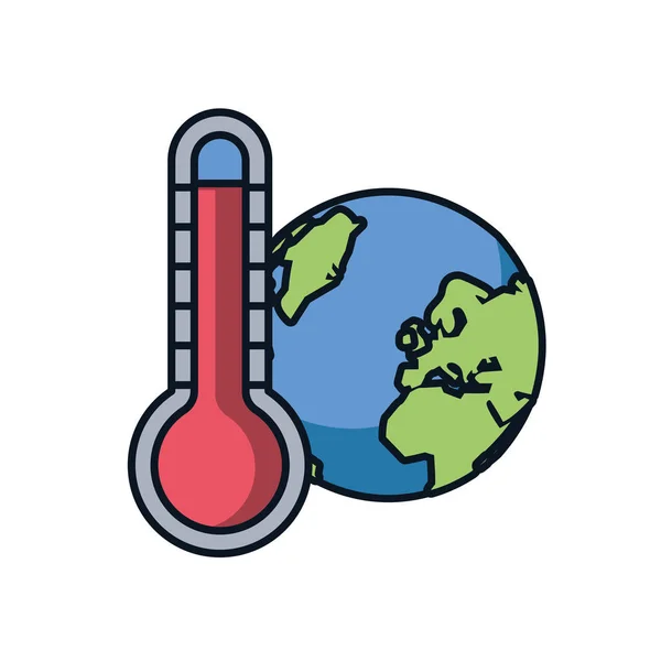 Jorden runt med termometer — Stock vektor
