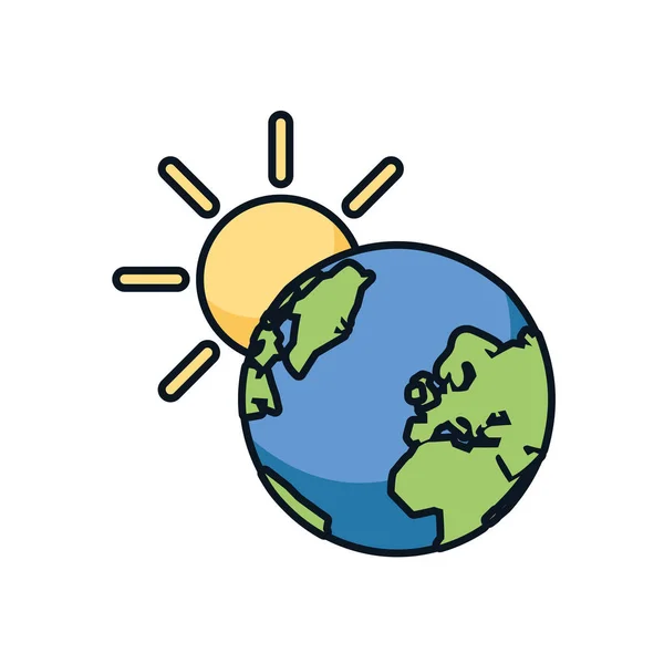 World planet earth with sun — Stockový vektor
