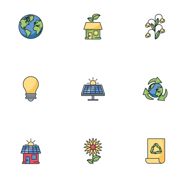 Bundle of environment set icons — Stock Vector