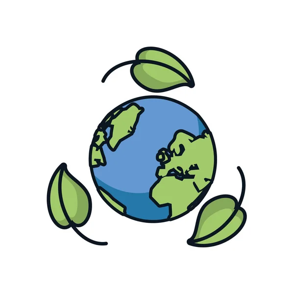 World planet earth with leafs plant — 스톡 벡터