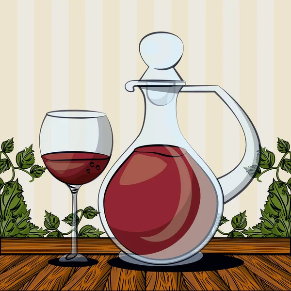 Wine jar drink with cup — Stock vektor