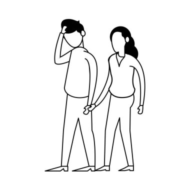 friends couple avatars characters icon