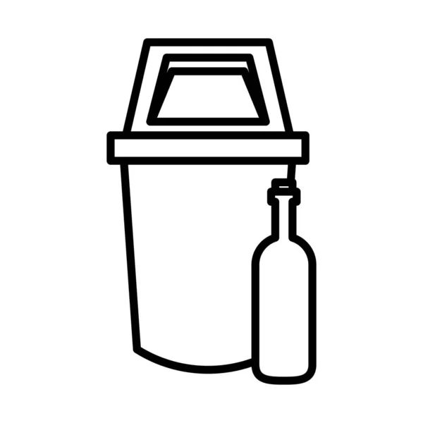 Lixeira com ícone de garrafa — Vetor de Stock