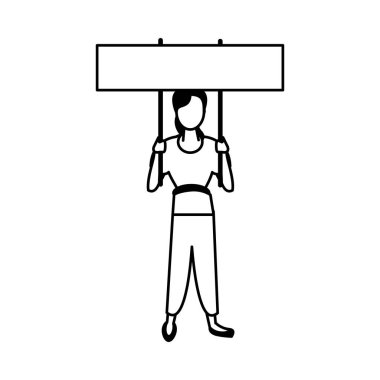 Protesto bayrağı taşıyan aktivist kadın