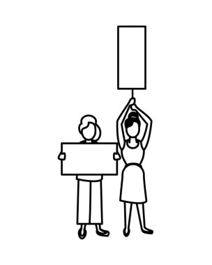 Protesto pankartlı kadın eylemciler