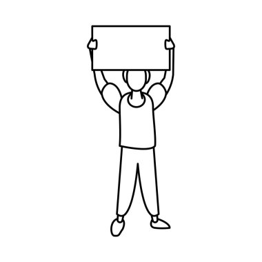 Protesto bayrağı taşıyan eylemci.