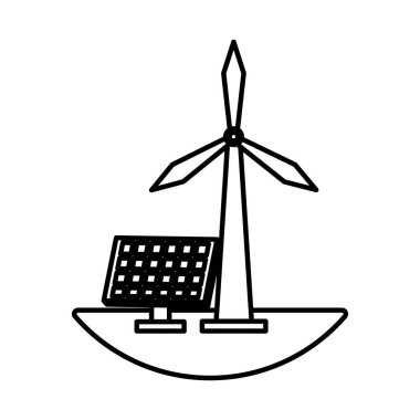 Yel değirmeni ve panel güneş enerjisi çevresi