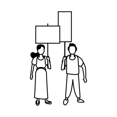 Protesto pankartlı aktivistler