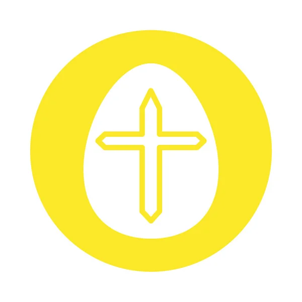 Huevo de Pascua pintado con estilo de bloque religioso cruz — Vector de stock