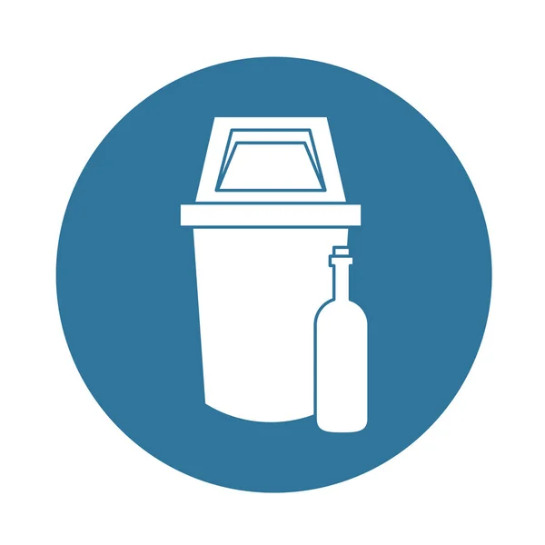 Poubelle avec icône bouteille — Image vectorielle