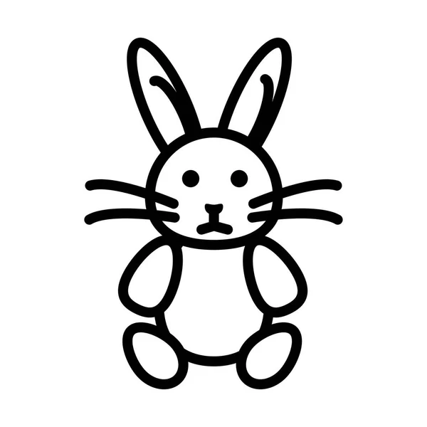 Lindo conejo poco estilo de línea de Pascua — Vector de stock