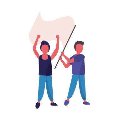 Bayrağıyla protesto eden eylemciler