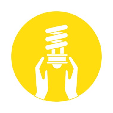 hands with ecology bulb light energy icon