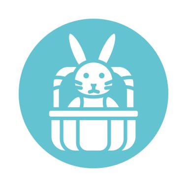 Sepet içinde küçük şirin bir tavşan, Paskalya tarzı.