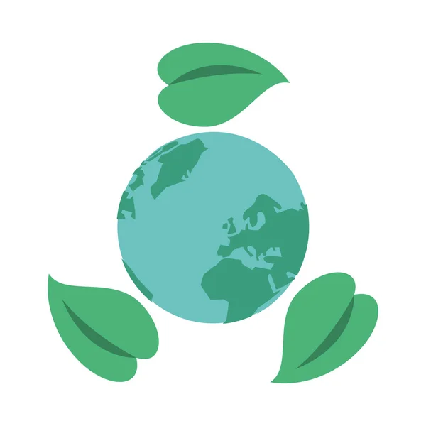 World planet earth with leafs plant — 스톡 벡터