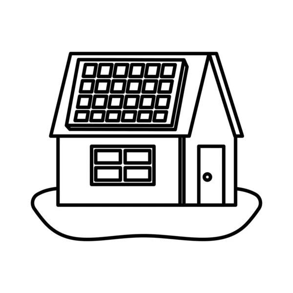 Casa con panel solar de energía — Archivo Imágenes Vectoriales