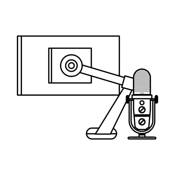 Microphone radio rétro avec bureau — Image vectorielle