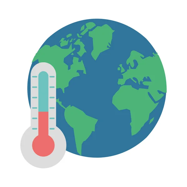 Planeta mundo terra com termômetro — Vetor de Stock